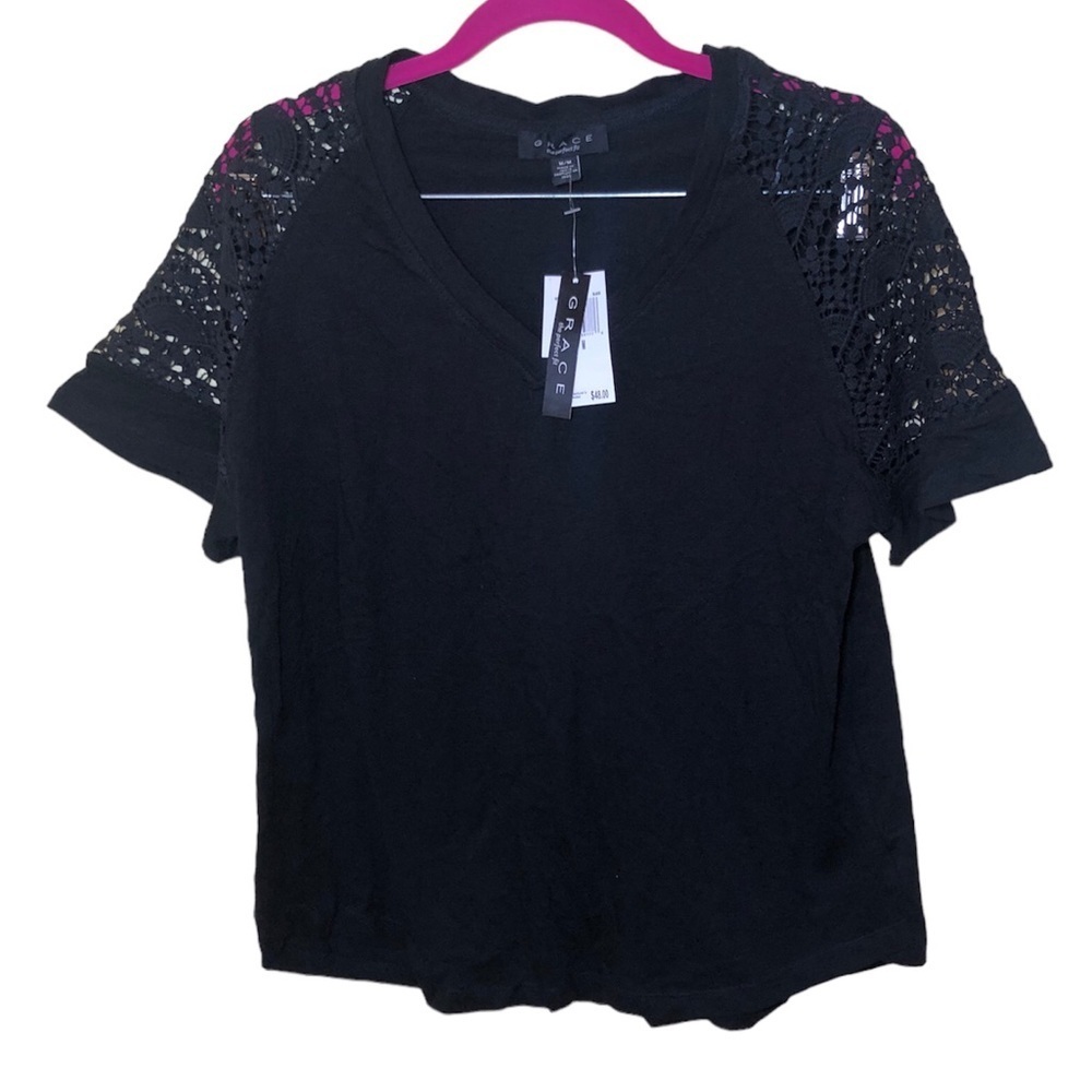 Grace V Neck lace sleeve shirt size M